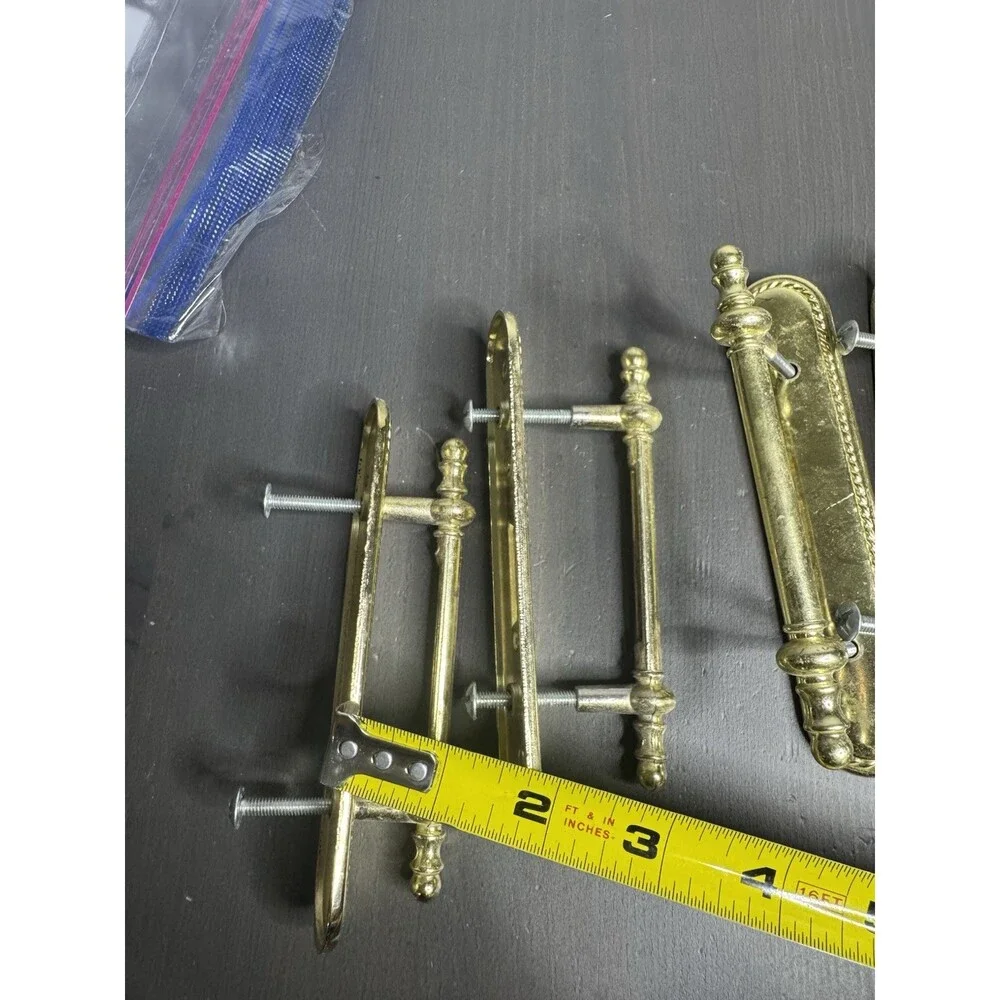 Vintage Brass Cabinet Pull Handles Set of 4 Traditional Rope Edge